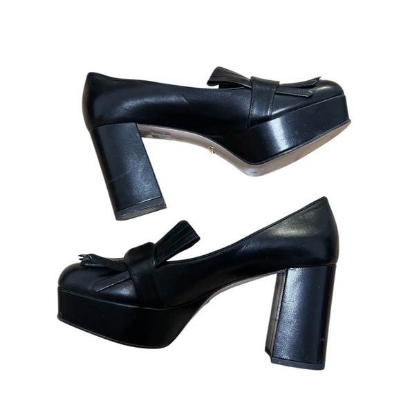 Gucci Black Marmont Leather Platform Loafers - Picture 7 of 9